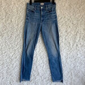 MOTHER Denim The Stunner Zip Ankle Step Fray Jeans Dark Wash Womens Sz 25 *FAIR*